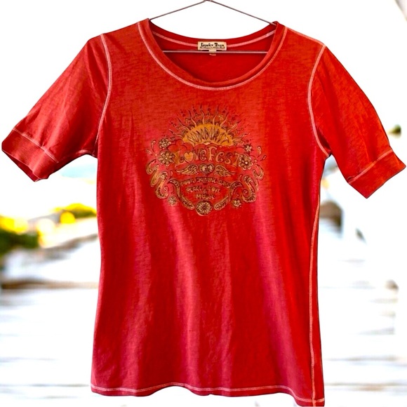 VINTAGE 90s Lucky Brand “Lovefest” Tee | Size L. Retro Y2K Boho  Mall Indie goth - Picture 13 of 13